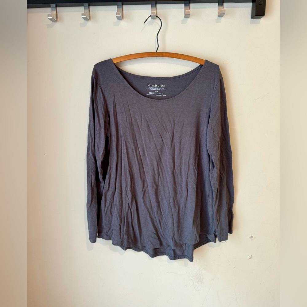 Encircled Grey Long Sleeve Scoop Neck Shirt